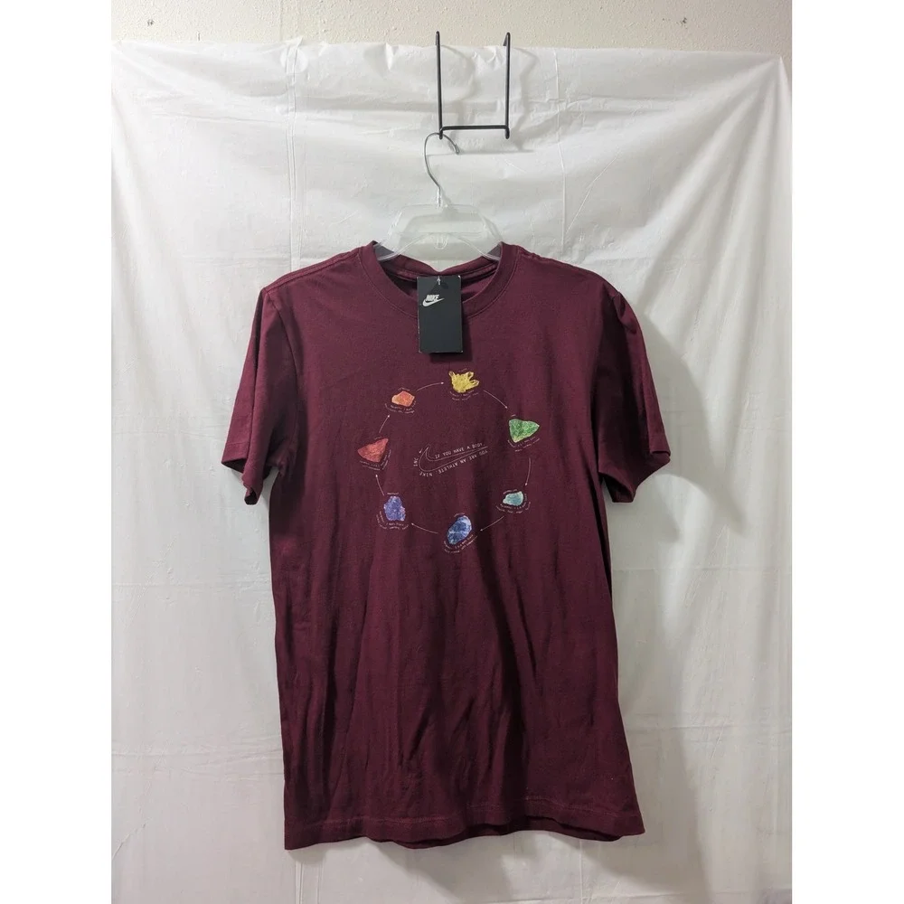 Nike Energy Flow Dark Beetroot‎ Tee T-Shirt Cosmic Swoosh Mens Small